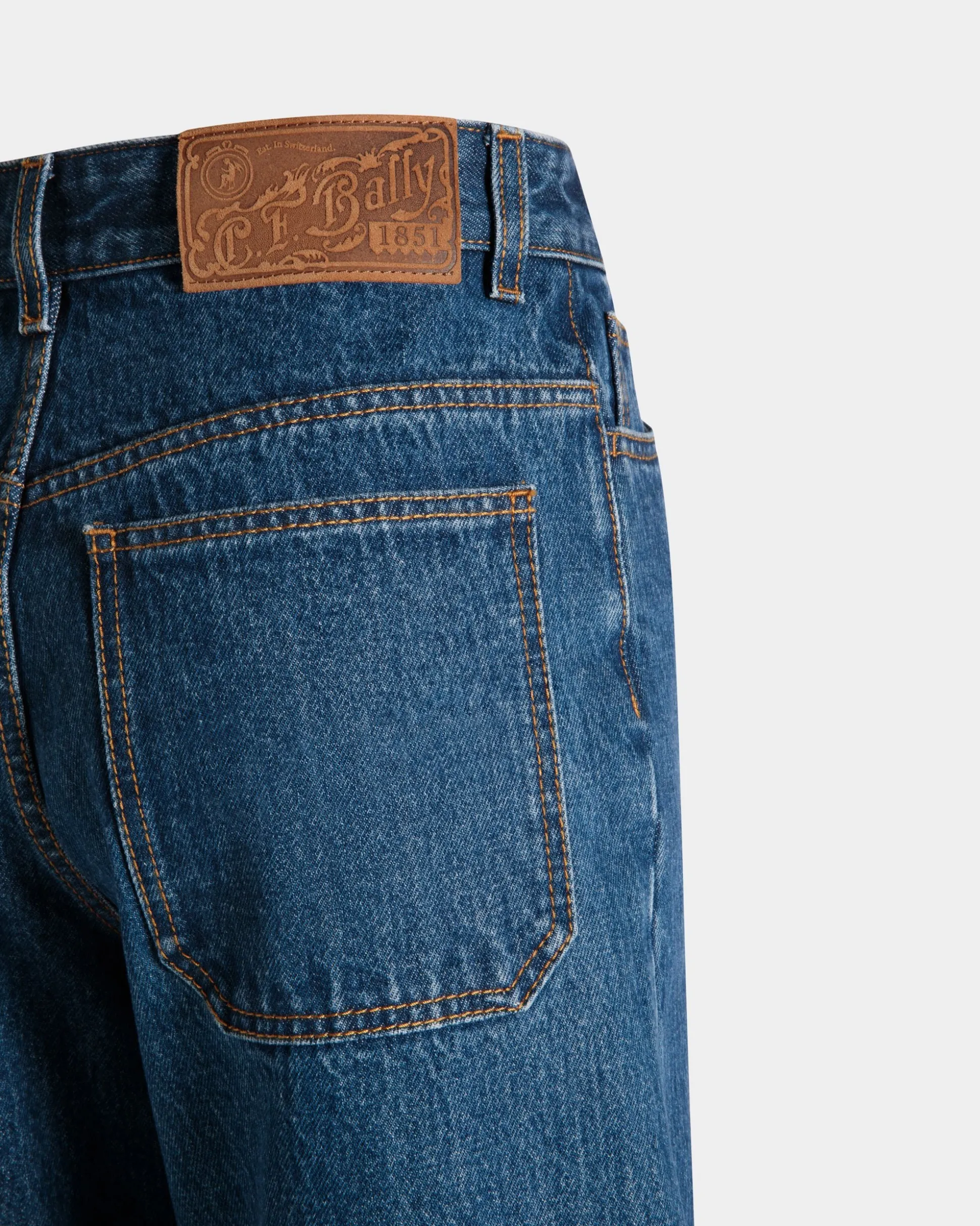 Jeanshose Mit Weitem Bein Aus Baumwolle In Medium Blue