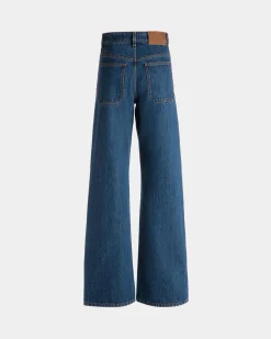 Jeanshose Mit Weitem Bein Aus Baumwolle In Medium Blue