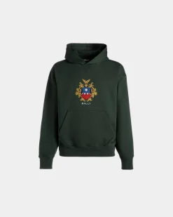 Kapuzenpullover Aus Baumwolle In Bottle Green Mit Bally Crest Logo