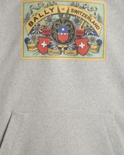 Kapuzenpullover Aus Baumwolle In Grau Meliert Mit Bally Crest Label