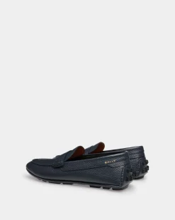 Kerbs Driver-Schuh Aus Genarbtem Leder In Blau