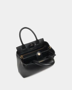 Kleine Code Tragetasche Aus Leder In Schwarz