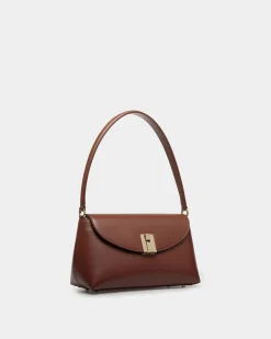 Kleine Henkeltasche Ollam Aus Braunem Leder