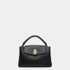 Kleine Lock Me Henkeltasche Aus Genarbtem Leder In Schwarz