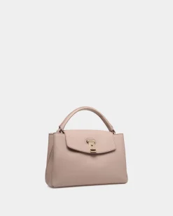 Kleine Lock Me Henkeltasche Aus Genarbtem Leder In Hellbeige