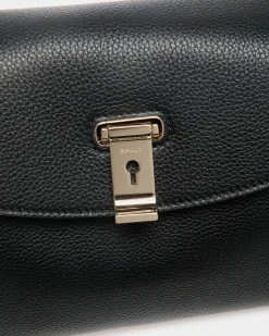 Kleine Lock Me Henkeltasche Aus Genarbtem Leder In Schwarz