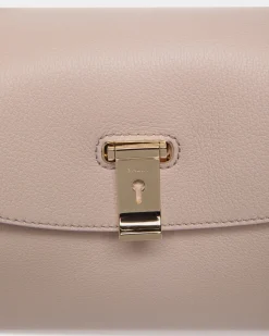 Kleine Lock Me Henkeltasche Aus Genarbtem Leder In Hellbeige