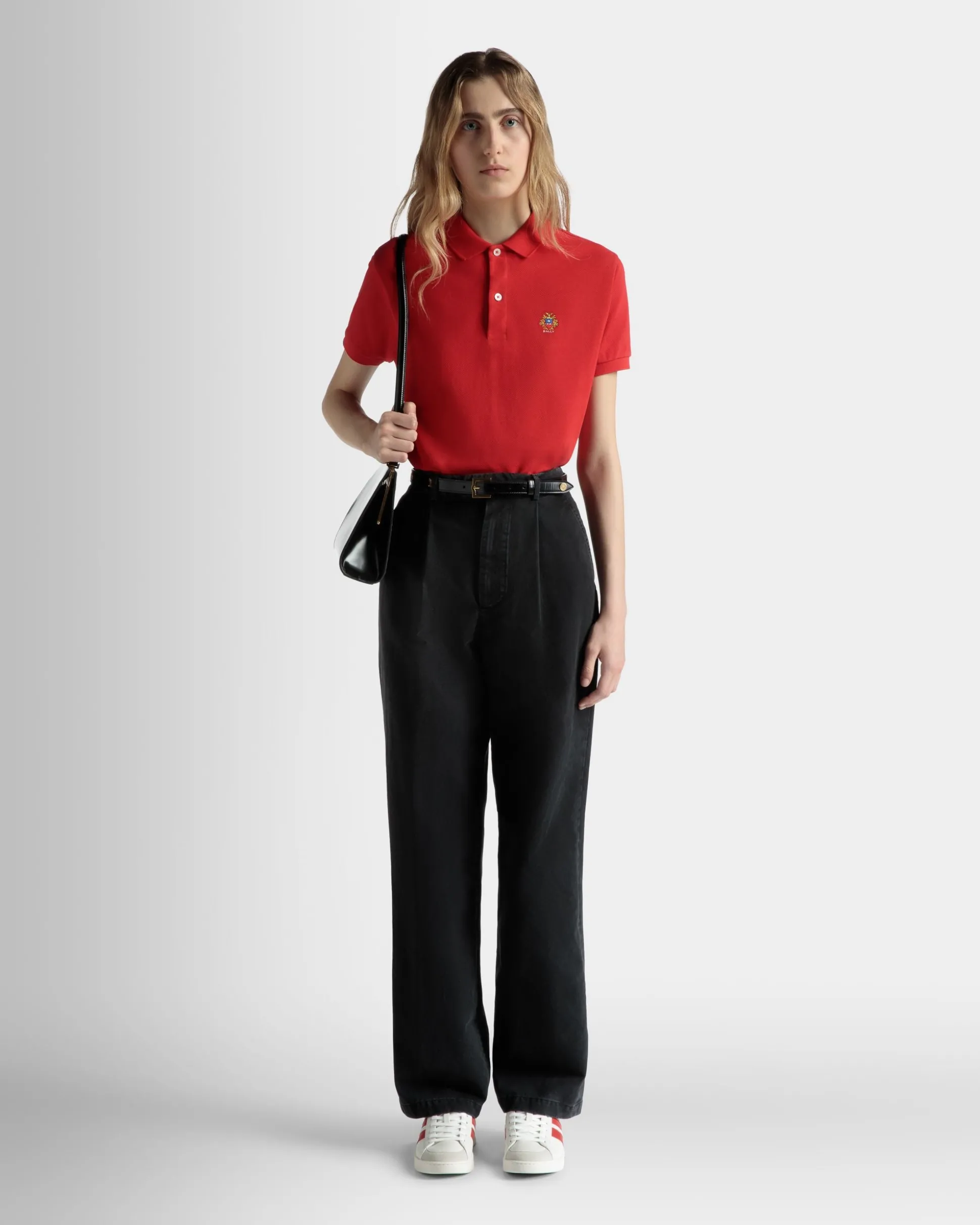 Kurzärmeliges Poloshirt Aus Baumwolle In Rot