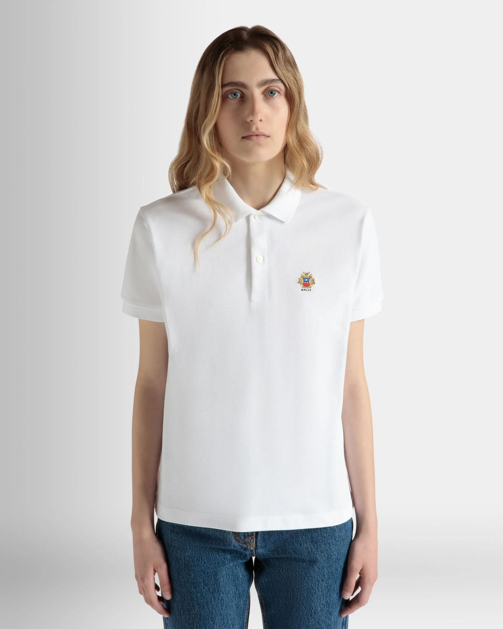Kurzärmeliges Poloshirt Aus Baumwolle In Weiß
