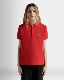 Kurzärmeliges Poloshirt Aus Baumwolle In Rot