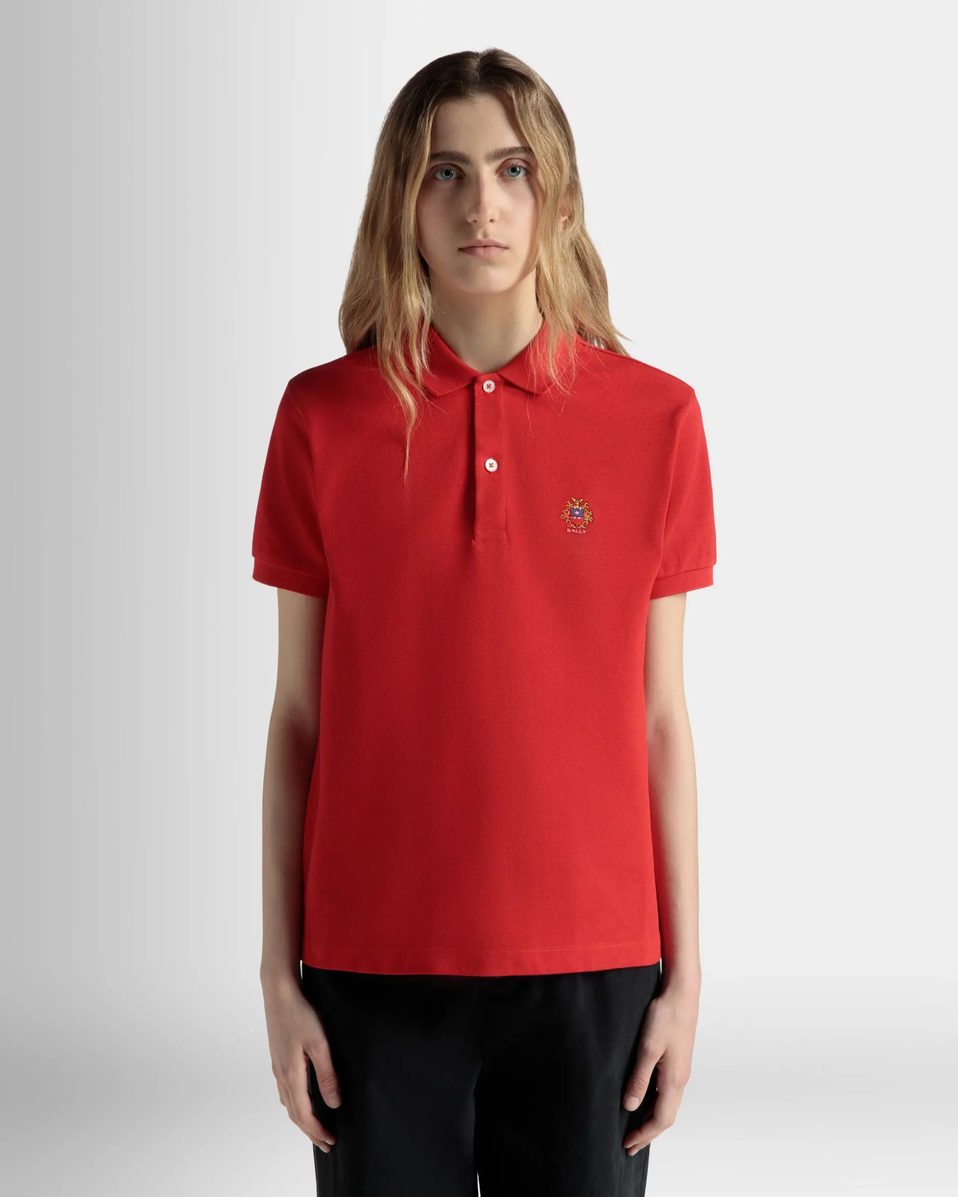 Kurzärmeliges Poloshirt Aus Baumwolle In Rot