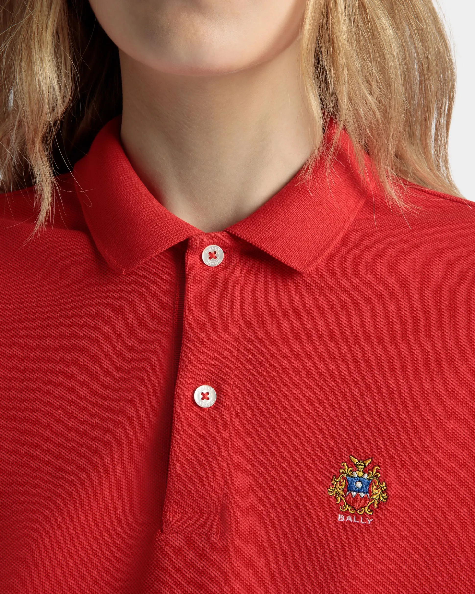 Kurzärmeliges Poloshirt Aus Baumwolle In Rot