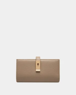 Lange Lock Me Geldbörse Aus Genarbtem Leder In Taupe