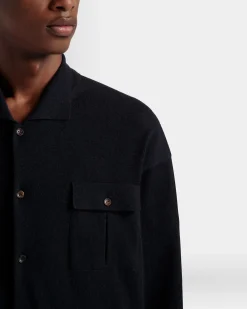 Langärmeliges Hemd Mit Logo Aus Kaschmir In Navy Blue