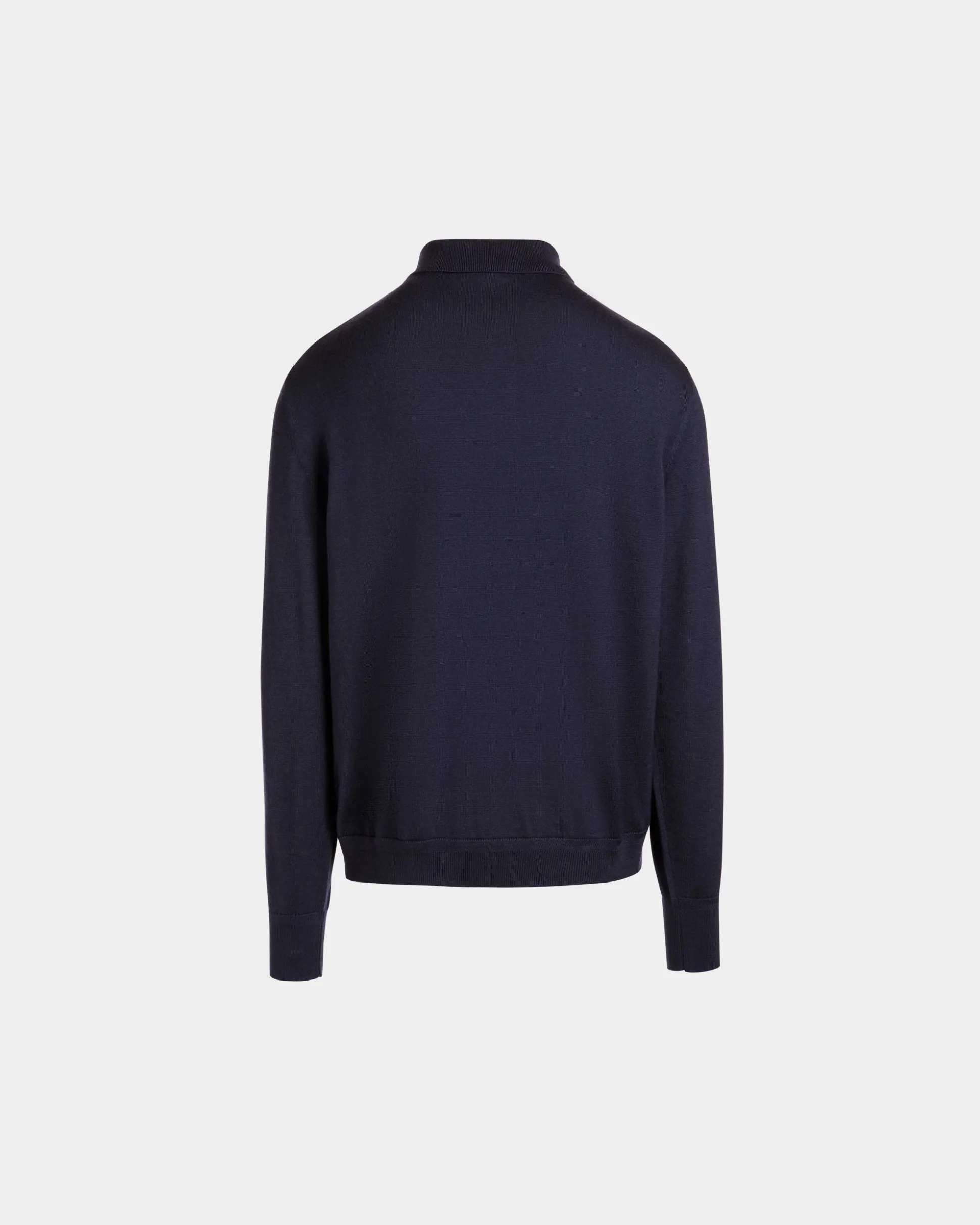 Langärmeliges Poloshirt Aus Kaschmirgemisch In Navy Blue Mit Bally Crest-Logo
