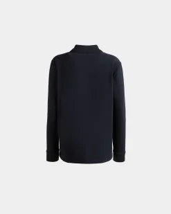 Langärmeliges Poloshirt Aus Baumwolle In Navy Blue Mit Bally Crest Logo