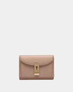 Lock Me Geldbörse Aus Genarbtem Leder In Light Beige