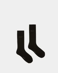 Logo-Socken Aus schwarzem Baumwollgemisch