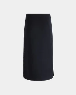 Midirock Aus Wolle In Navy Blue