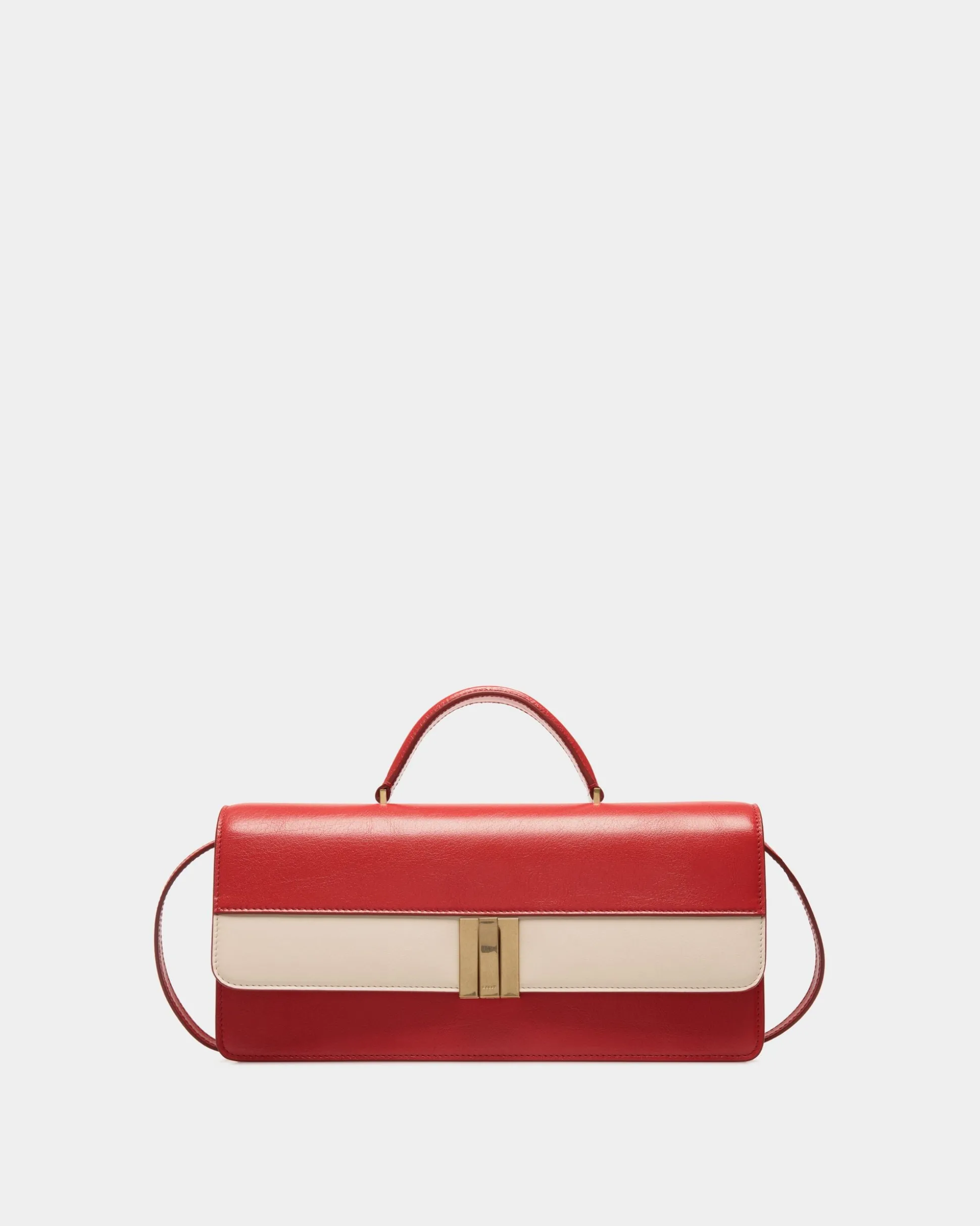 Ollam Henkeltasche Aus Leder In Rot Und Weiß