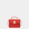 Ollam Mini-Henkeltasche Aus Gebürstetem Leder In Candy Red