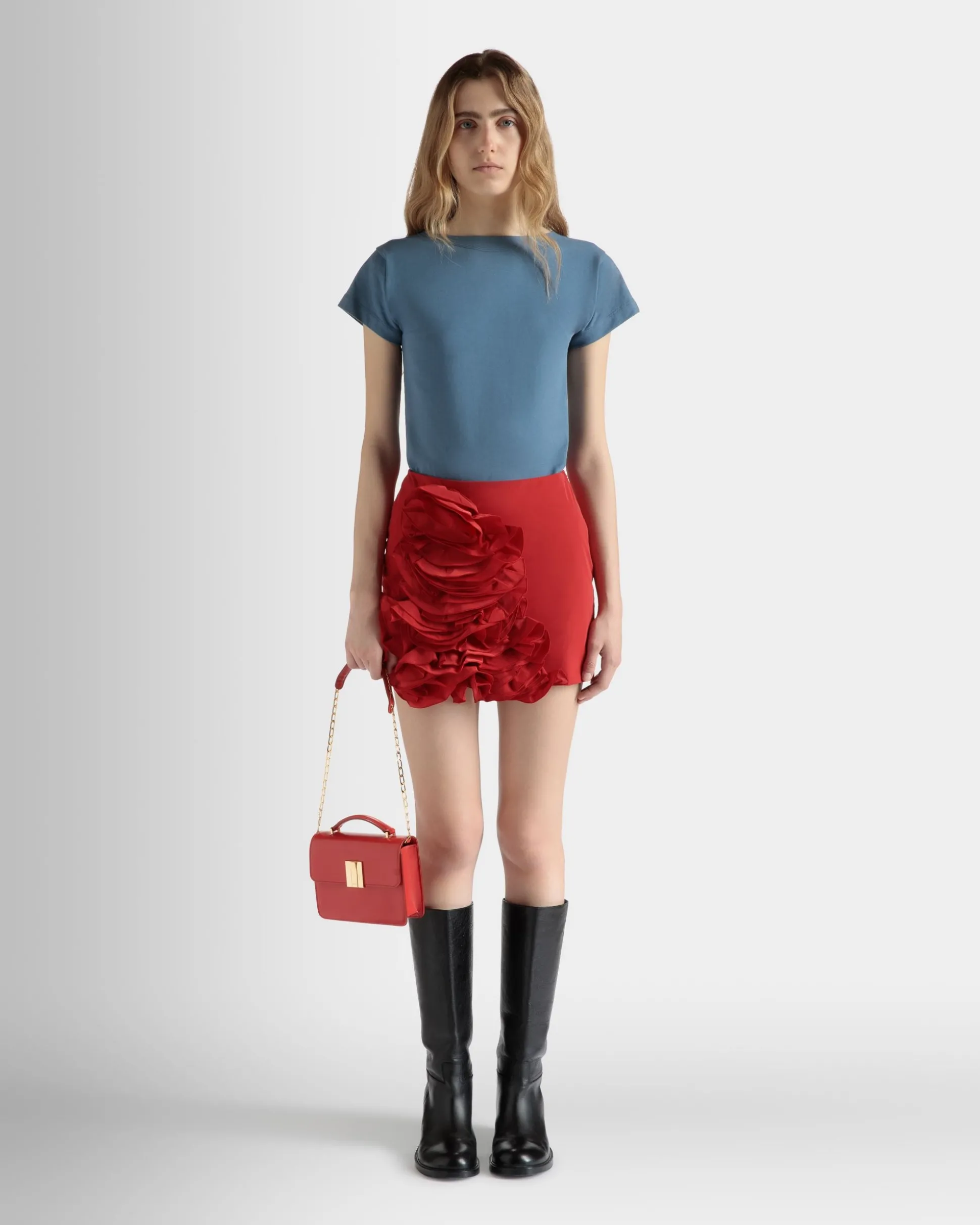 Ollam Mini-Henkeltasche Aus Gebürstetem Leder In Candy Red