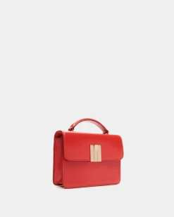 Ollam Mini-Henkeltasche Aus Gebürstetem Leder In Candy Red