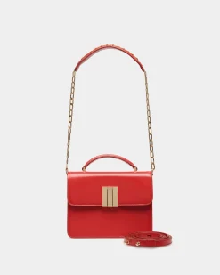 Ollam Mini-Henkeltasche Aus Gebürstetem Leder In Candy Red