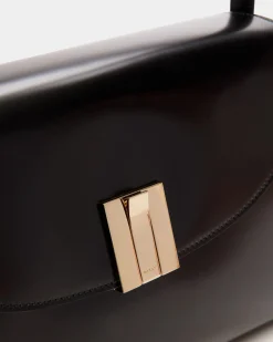 Ollam Schultertasche Aus Gebürstetem Leder In Schwarz