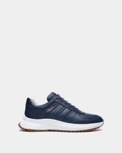 Outline Sneaker Aus Genarbtem Leder In Blau