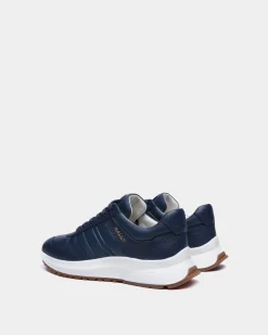 Outline Sneaker Aus Genarbtem Leder In Blau