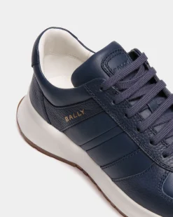 Outline Sneaker Aus Genarbtem Leder In Blau