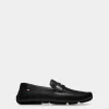 Pilot Driver-Schuh Aus Genarbtem Leder In Schwarz