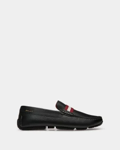 Pilot Driver-Schuh Aus Genarbtem Leder In Schwarz