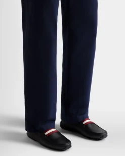 Pilot Driver-Schuh Aus Genarbtem Leder In Schwarz