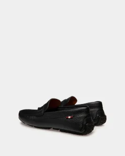 Pilot Driver-Schuh Aus Genarbtem Leder In Schwarz