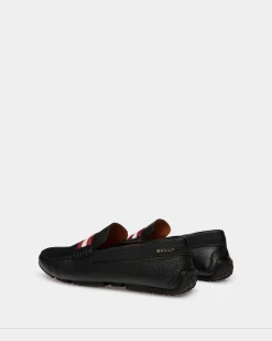 Pilot Driver-Schuh Aus Genarbtem Leder In Schwarz