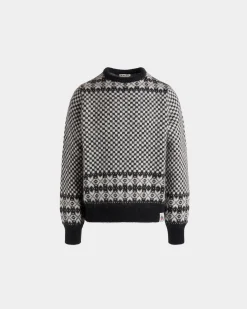 Pullover Mit Rundhalsausschnitt Aus Mohair Und Seide In Schwarz Und Weiß