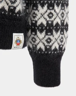 Pullover Mit Rundhalsausschnitt Aus Mohair Und Seide In Schwarz Und Weiß