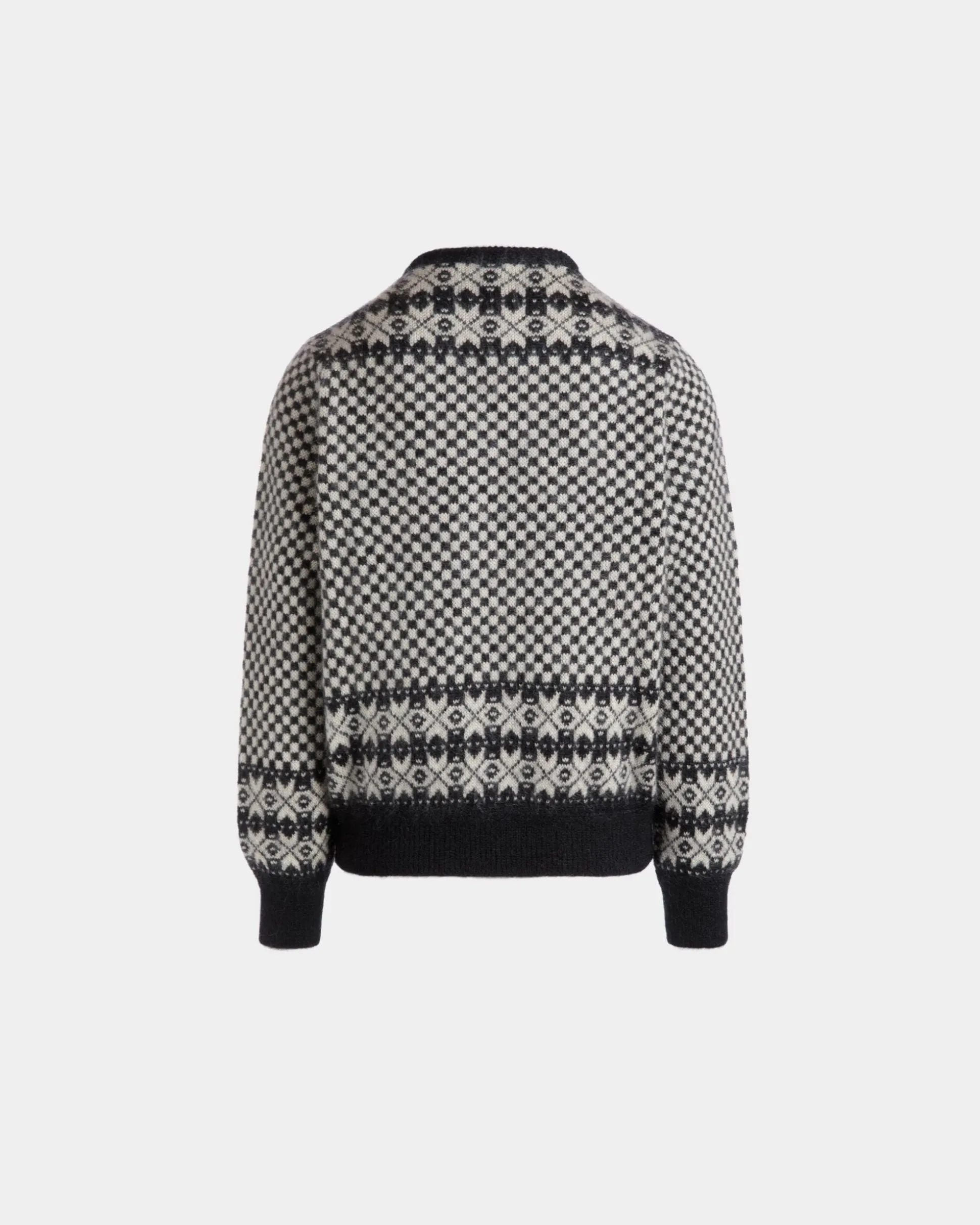 Pullover Mit Rundhalsausschnitt Aus Mohair Und Seide In Schwarz Und Weiß