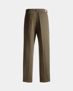 Regular Bundfaltenhose Aus Baumwolle In Military Green