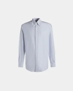 Regular Langarmhemd Aus Baumwolle In Light Blue
