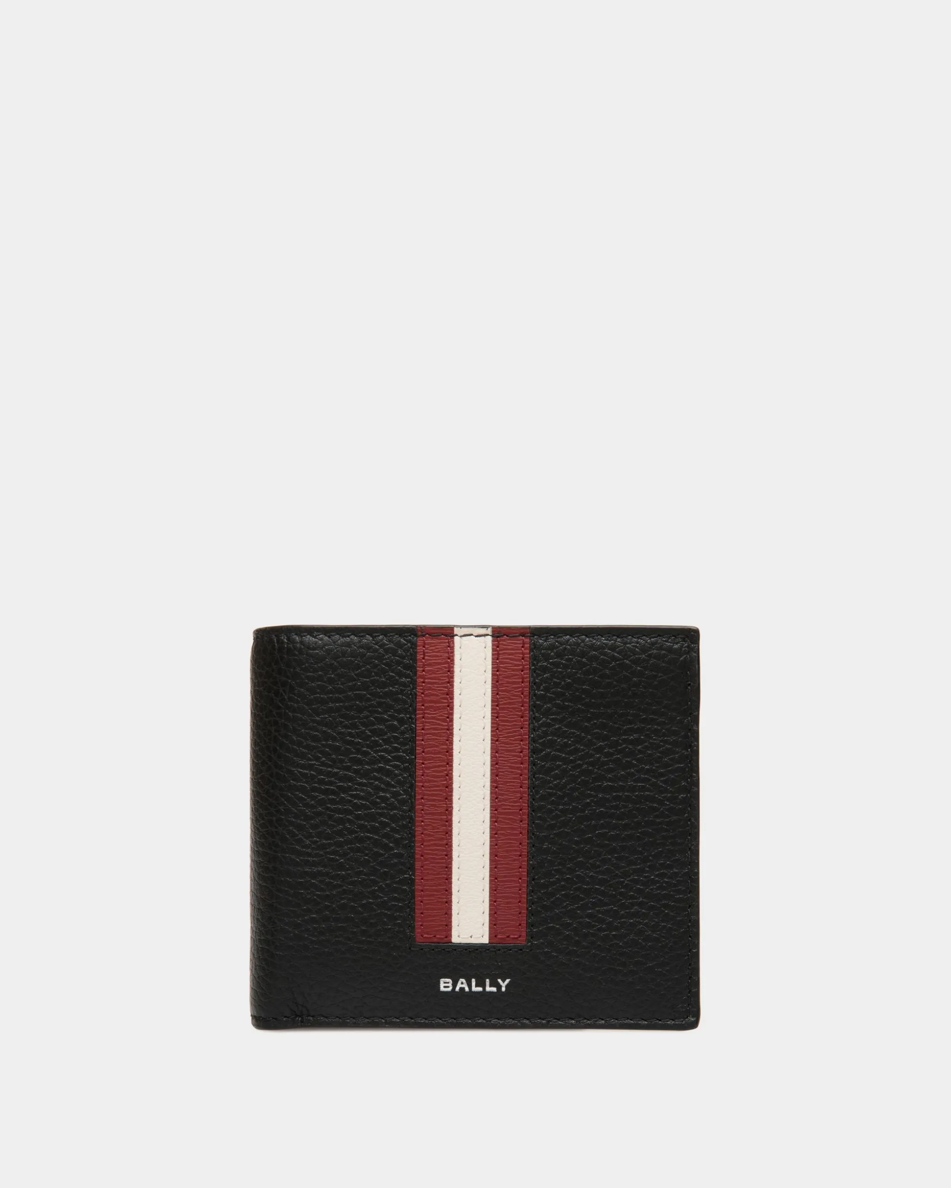 Ribbon Zweiteilige Brieftasche Aus Genarbtem Leder In Schwarz