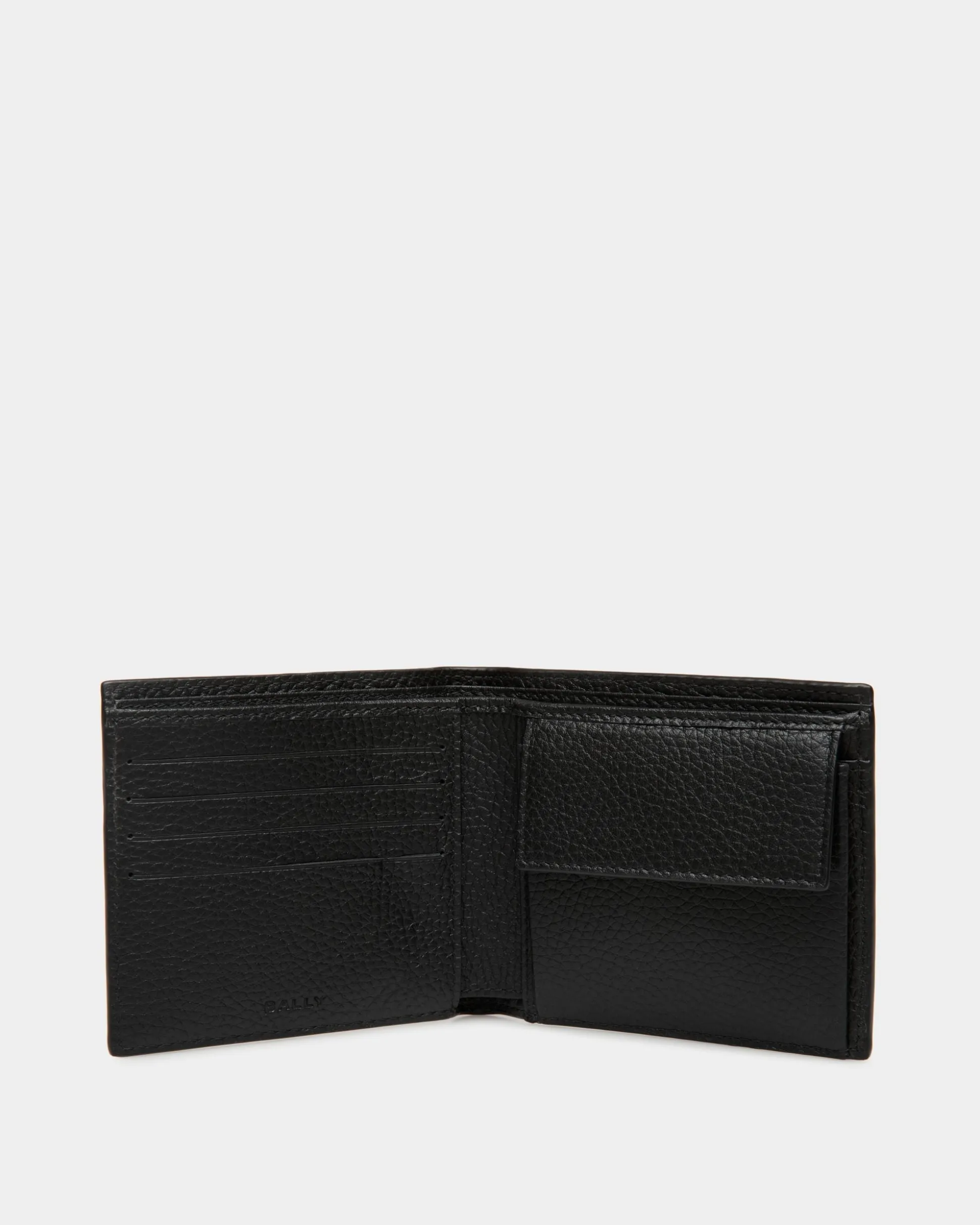 Ribbon Zweiteilige Brieftasche Aus Genarbtem Leder In Schwarz