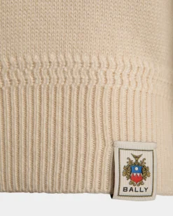 Rollkragen Aus Wolle-Seiden-Mischung In Elfenbein Mit Bally Crest Logo