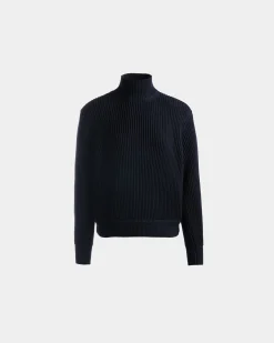 Rollkragenpullover Aus Baumwolle In Navy Blue