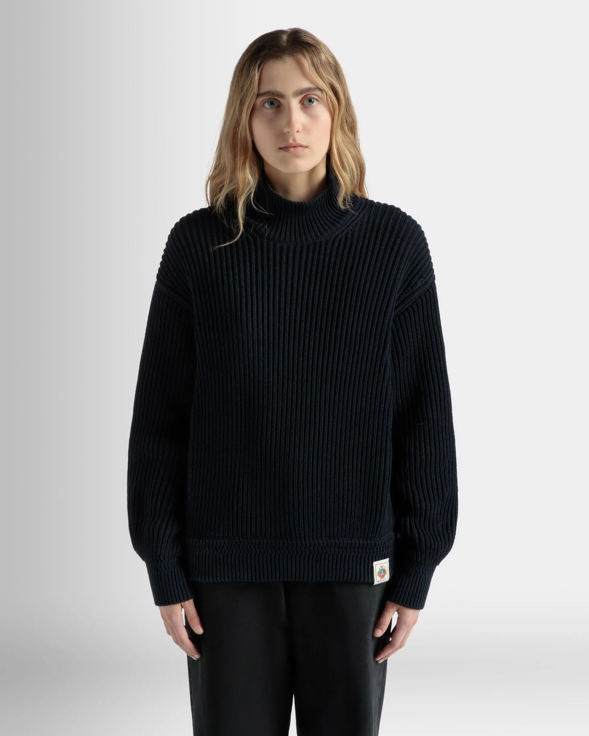 Rollkragenpullover Aus Baumwolle In Navy Blue