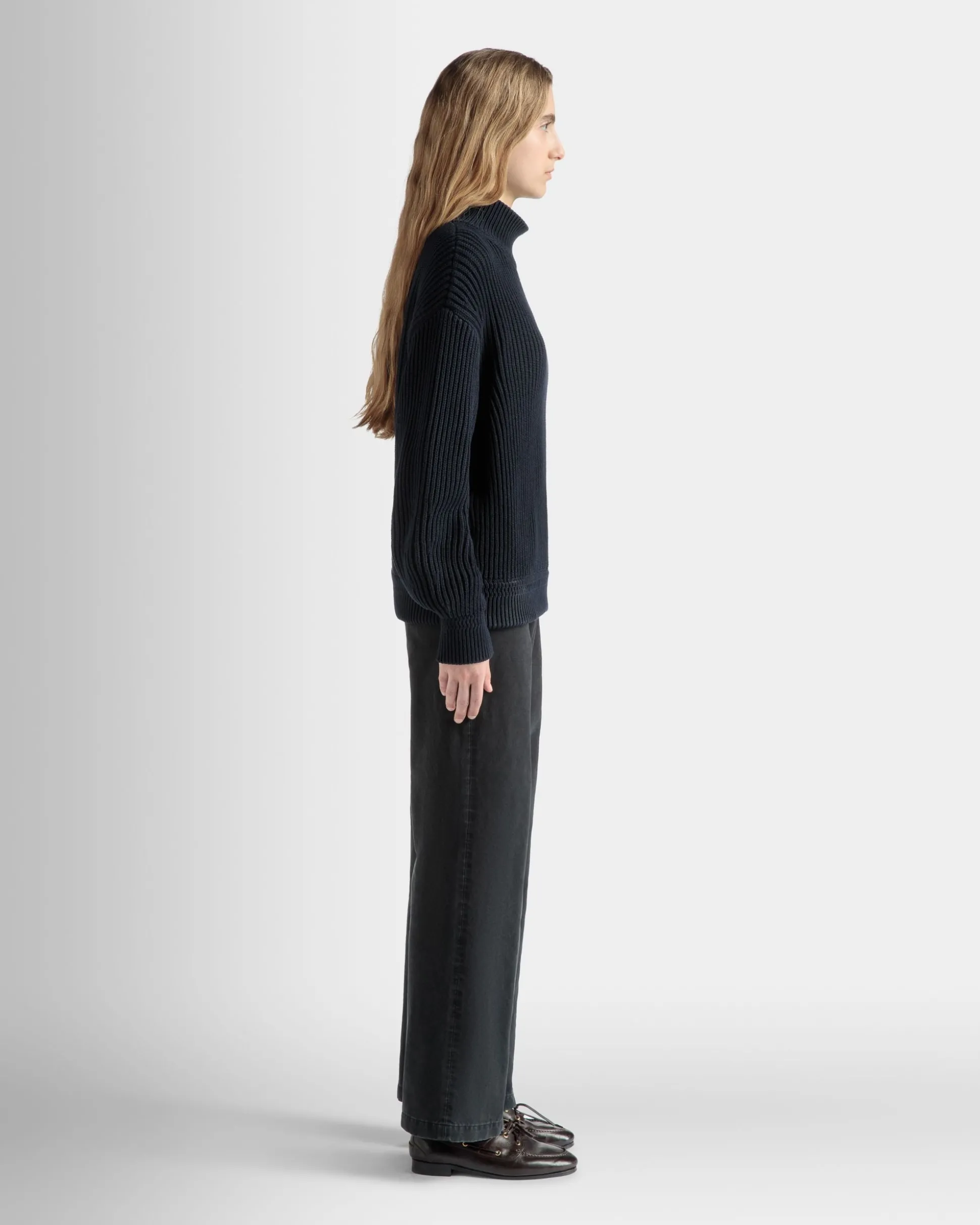 Rollkragenpullover Aus Baumwolle In Navy Blue