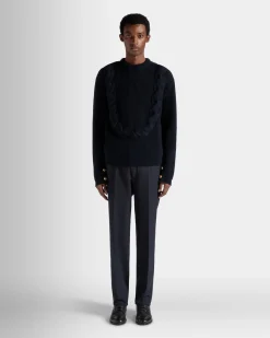 Rundhalspullover Aus Wolle In Navy Blue Aus Der Adrien Brody Travel-Kollektion