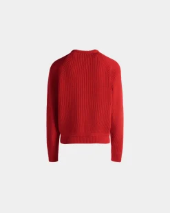 Rundhalspullover Aus Wolle In Candy Red Mit Bally Crest Logo